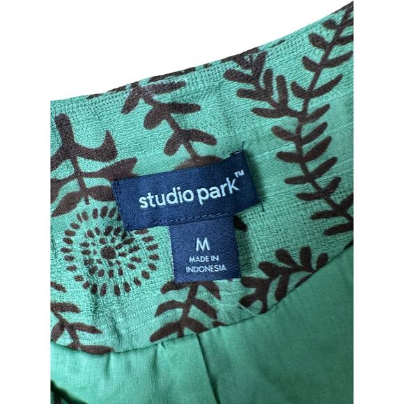 QVC Studio Park Regular Printed Dress w/ Removable Belt Green NWOT Size M - Picture 5 of 6